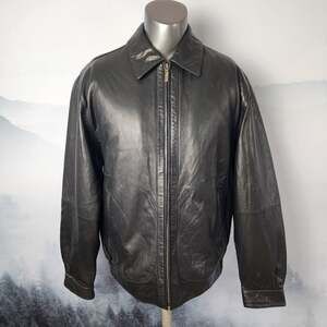 Boston Harbour Outdoor Wear Genuine Leather Black Jacket | Men's Large